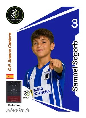 Cromo de Samuel Sogorb, dorsal 3, defensa